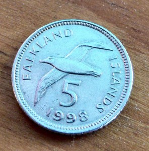 Tails end of a coin from the Falkland Islands