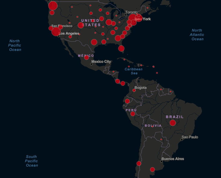 Johns Hopkins University's Coronavirus Resource Center keeps a live map of coronavirus cases around the world. (Photo credit: Johns Hopkins University)